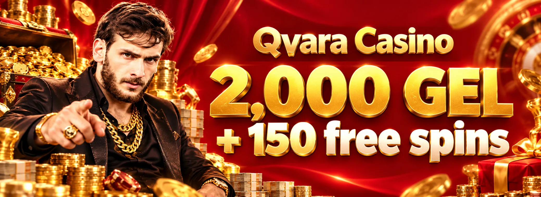 Qvara Casino — Qvara Casino-ს მისასალმებელი პაკეტი: 100% 2 000 ₾-მდე და 150 უფასო ტრიალი — 2 000 ₾ + 150 უფასო ტრიალი